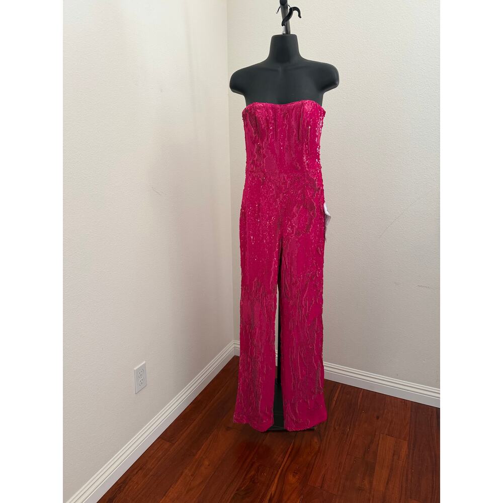 Dress the population hot pink Andy sequin jumpsuit XS - Picture 6 of 8